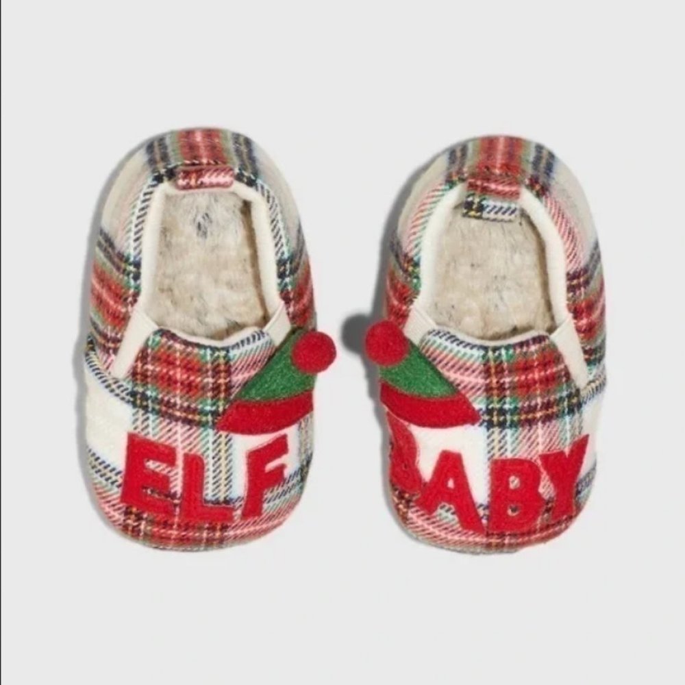 Wondershop Holiday Baby Elf Plaid Slipper Moccs‎